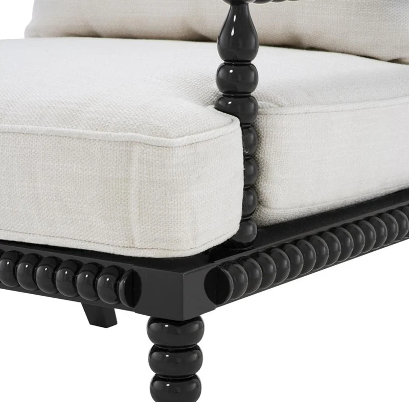 Casa Padrino Luxus Mahagoniholz Sessel Schwarz / Weiß 72 x 95 x H. 108,5 cm - Hotel Möbel