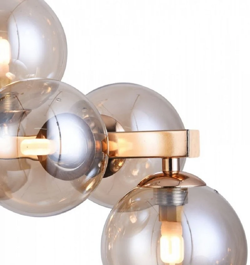Casa Padrino Designer Hängeleuchte Gold 123,5 x 23,8 x H. 22,8 cm - Moderne Wohnzimmerlampe mit bernsteinfarbenem Glas