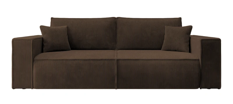 Dreisitziges ausklappbares Sofa Farese mit Stauraum, brauner Cord