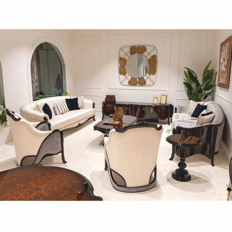 Casa Padrino Luxus Barock Sofa Creme / Dunkelbraun 260 cm - Prunkvolles Barockstil Wohnzimmer Sofa - Barockstil Wohnzimmer Möbel