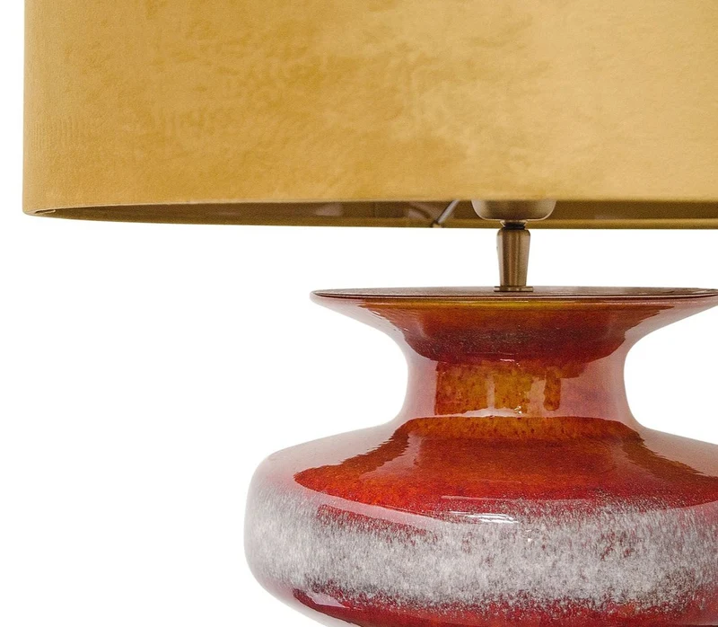 Casa Padrino Luxus Keramik Tischleuchte Orange / Gold 45 x H. 117 cm - Luxus Qualität
