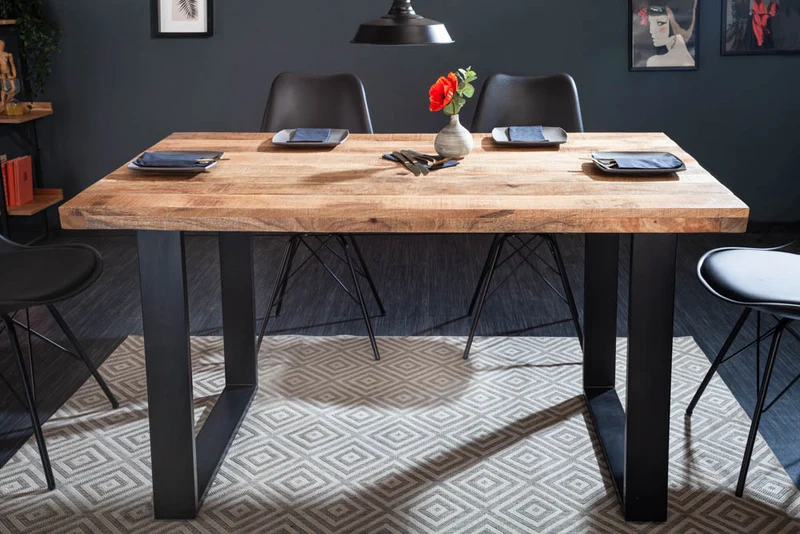 Industrie-Look Esstisch ARTE 140cm Mangoholz natural Eisengestell