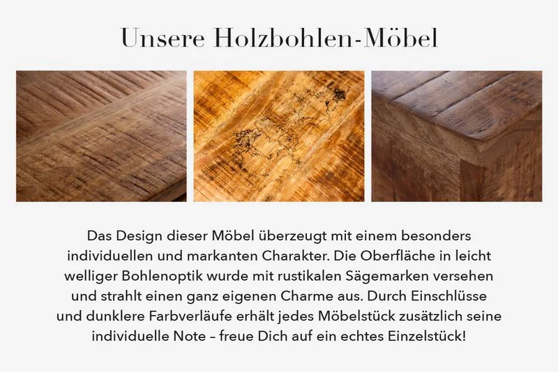 Industrie-Look Esstisch ARTE 140cm Mangoholz natural Eisengestell
