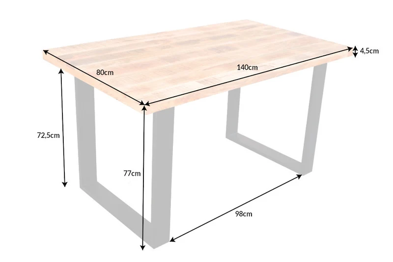 Industrie-Look Esstisch ARTE 140cm Mangoholz natural Eisengestell