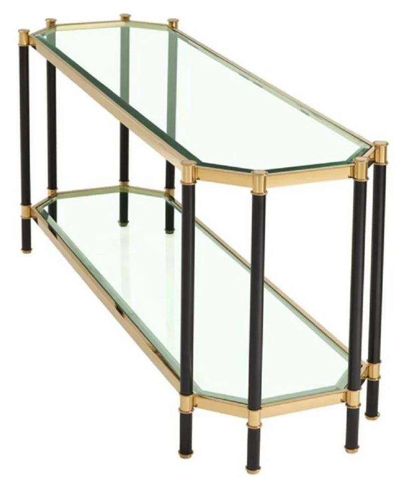 Casa Padrino Wohnzimmer Konsolentisch Gold / Schwarz 169 x 53,5 x H. 75,5 cm - Luxus Konsole