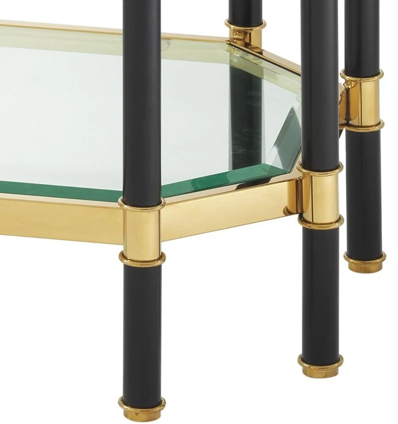 Casa Padrino Wohnzimmer Konsolentisch Gold / Schwarz 169 x 53,5 x H. 75,5 cm - Luxus Konsole