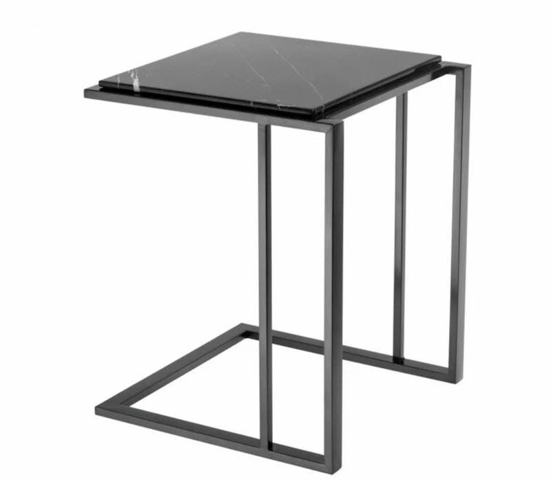 Casa Padrino Luxus Art Deco Designer Beistelltisch in Bronze mit schwarzer Marmorplatte, 45 x 45 x H. 58 cm