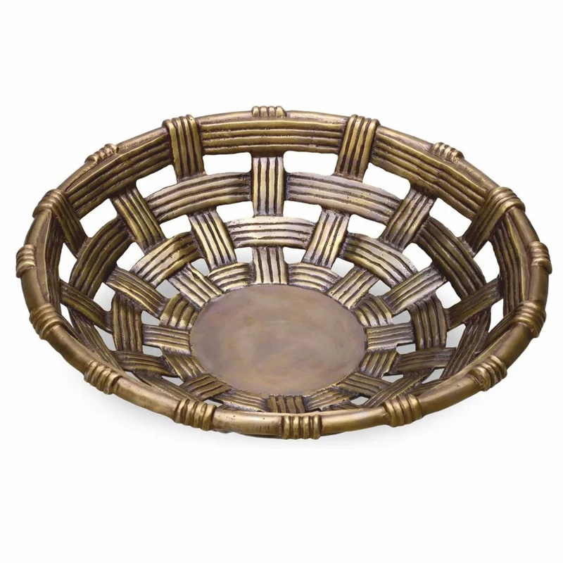 Casa Padrino Luxus Deko Aluminium Schale Vintage Messing 34,5 cm - Deko Accessoires