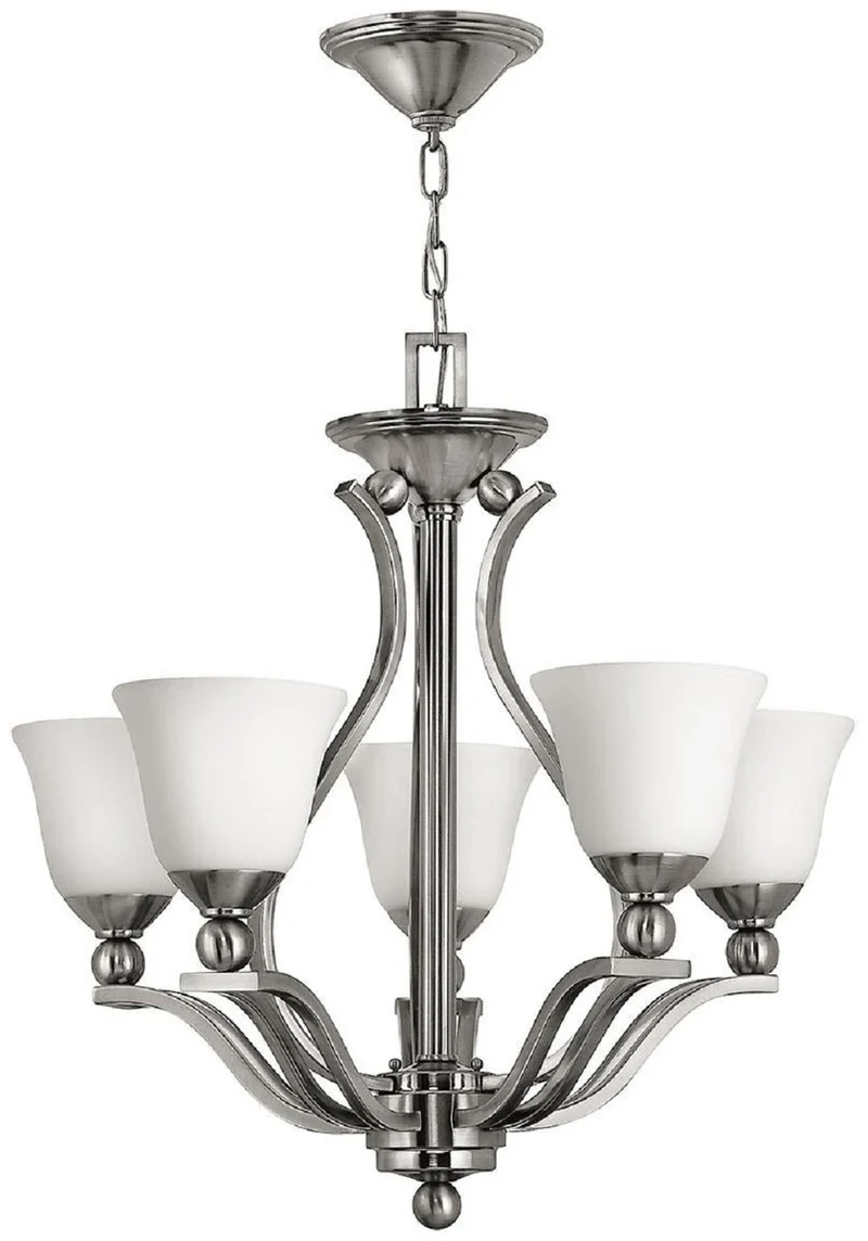 Casa Padrino Luxus Art Deco Kronleuchter Silber / Weiß Ø 61 x H. 62,5 cm - Runder Metall Kronleuchter mit Glas Lampenschirmen - Wohnzimmer Kronleuchter - Art Deco Leuchten - Luxus Leuchten
