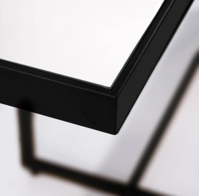 Casa Padrino Luxus Konsole Schwarz 120 x 40 x H. 77 cm - Rechteckiger Metall Konsolentisch mit Spiegelglas - Wohnzimmer Möbel