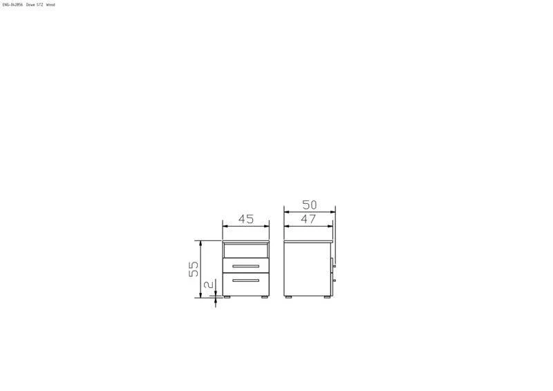 Hasena Nachttisch Dowe Schwarz mit Kernbuche-Front und Schubladen