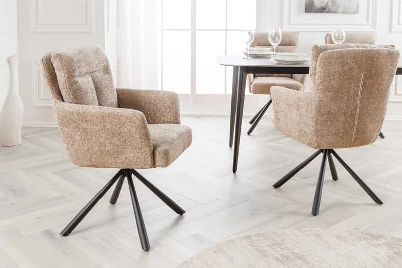 Bequemer Drehstuhl CHARLES beige Strukturstoff Federkernpolsterung