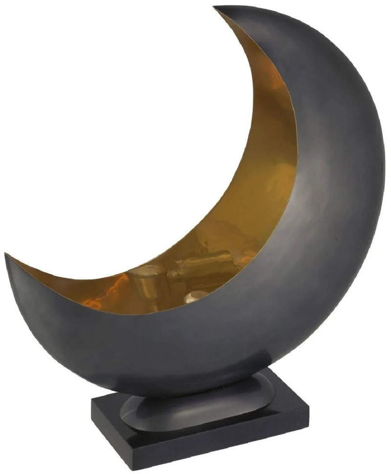 Casa Padrino Designer Tischleuchte Anthrazitgrau / Messingfarben 48 x H. 53 cm - Moderne Tischlampe mit Granitsockel - Wohnzimmer Lampe