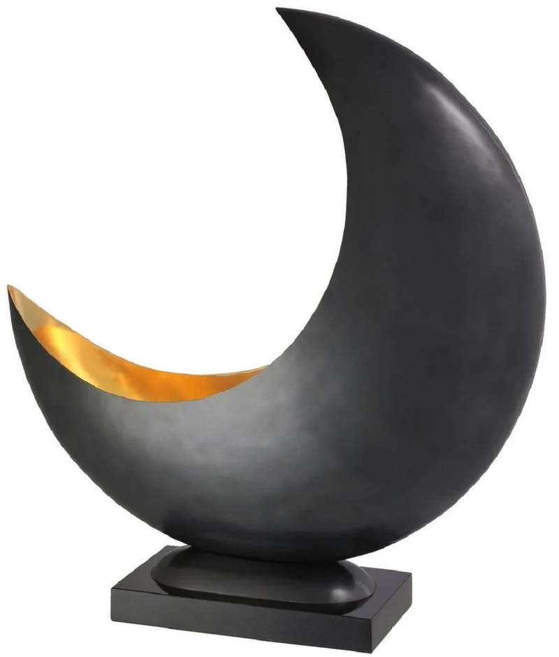 Casa Padrino Designer Tischleuchte Anthrazitgrau / Messingfarben 48 x H. 53 cm - Moderne Tischlampe mit Granitsockel - Wohnzimmer Lampe