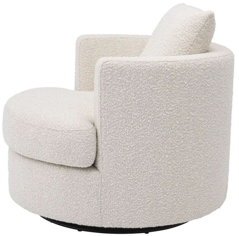 Casa Padrino Luxus Drehsessel Creme Ø 95 x H. 70 cm - Runder Wohnzimmer Sessel - Luxus Wohnzimmer Möbel