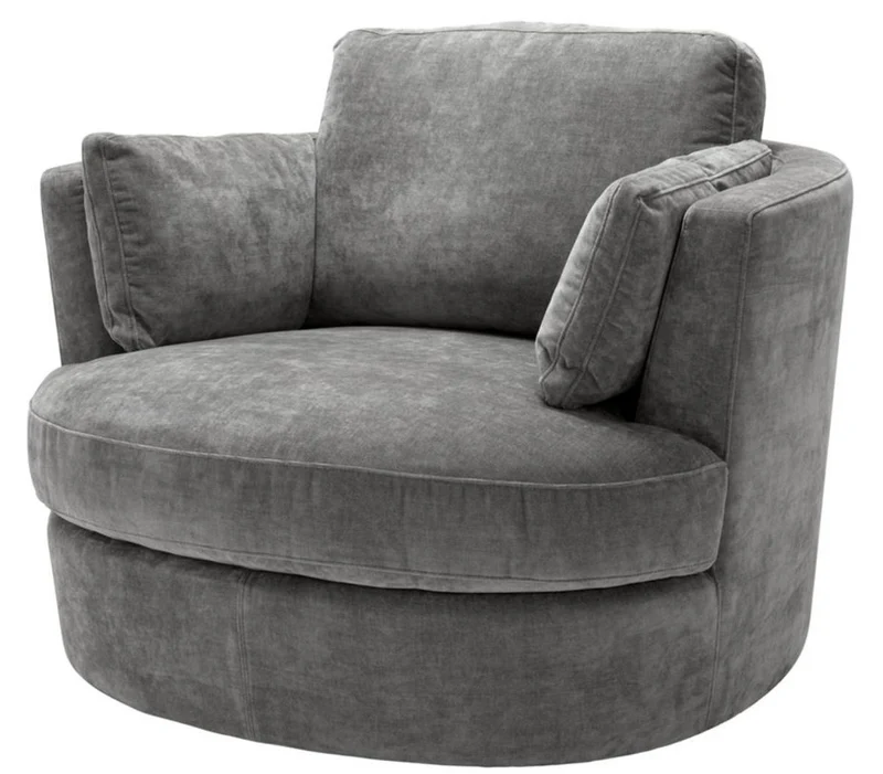 Casa Padrino Luxus Sessel / Drehsessel Grau 110 x 100 x H. 70 cm - Wohnzimmermöbel