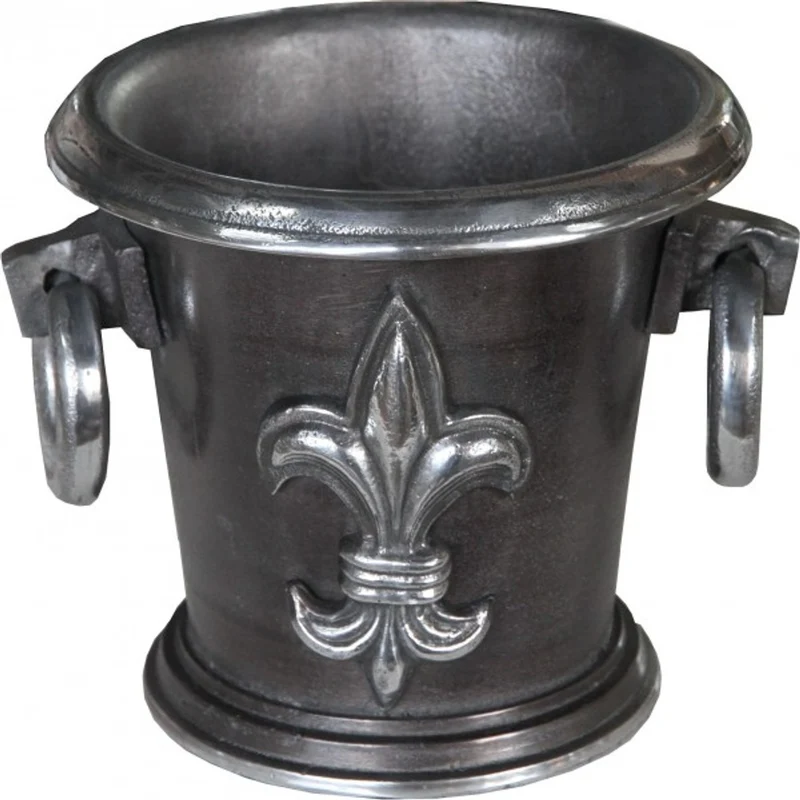 Casa Padrino Barock Weinkühler im Antik Silber Design, Höhe 19 cm, Durchmesser 22 cm, massiver Weinhalter