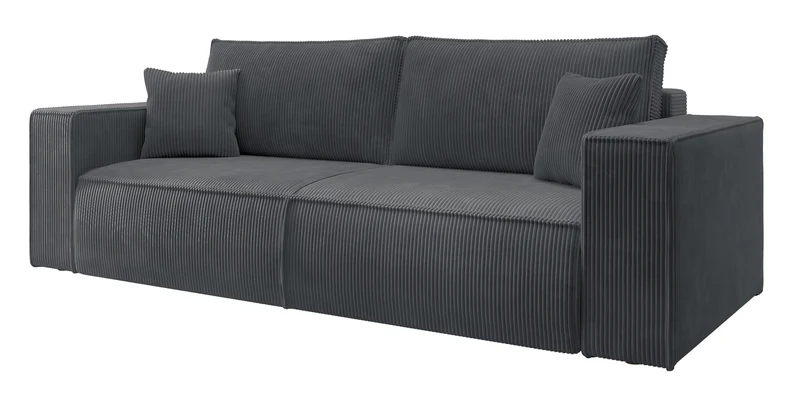 Dreisitziges ausklappbares Sofa Farese mit Stauraum, grauer Cordstoff