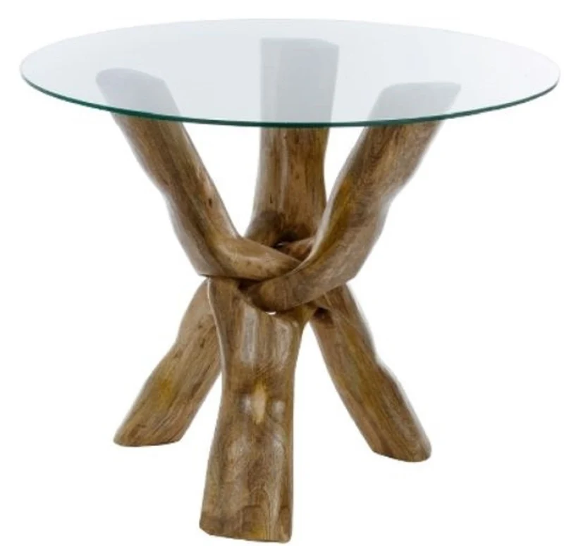 Casa Padrino Luxus Glastisch Braun Ø 90 x H. 73 cm - Dreibeiniger Runder Tisch