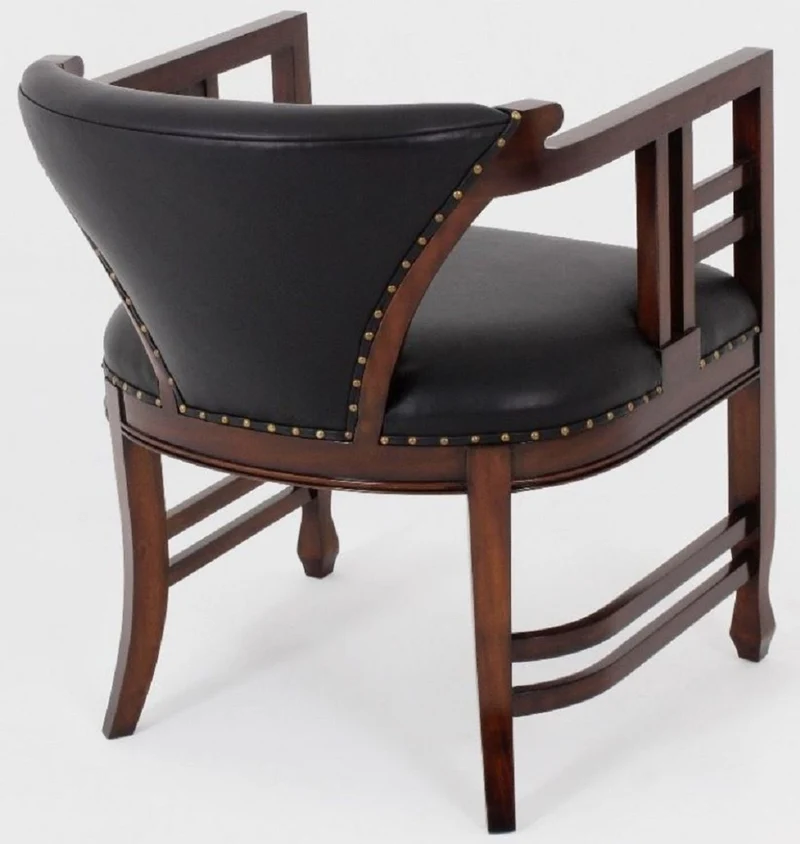 Casa Padrino Luxus Jugendstil Leder Sessel Schwarz / Dunkelbraun - Echtleder Wohnzimmer Sessel - Leder Möbel - Wohnzimmer Möbel - Barock Möbel - Jugendstil Möbel - Luxus Möbel im Jugendstil