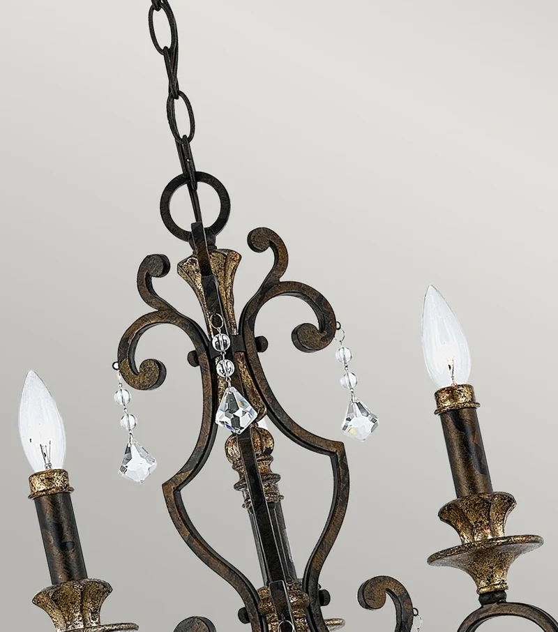 Casa Padrino Barock Kristall Kronleuchter Bronze / Antik Gold Ø 46 x H. 61 cm - Prunkvoller Barockstil Kronleuchter - Wohnzimmer & Hotel Kronleuchter - Barock Möbel - Barock Leuchten