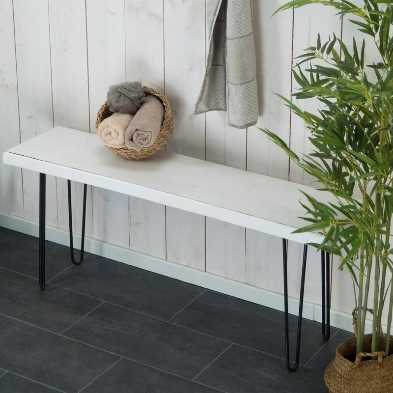 SITZBANK "BOHLE" | 120 cm, Mahagoni, mit Gestell | Beistellbank | Farbe: 06 weiß-landhaus