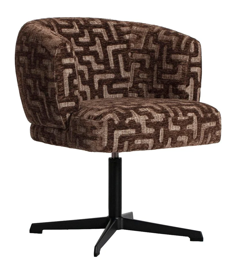 Esszimmerstuhl Dinan Brown Labyrinth – drehbar, Polyester-Bezug