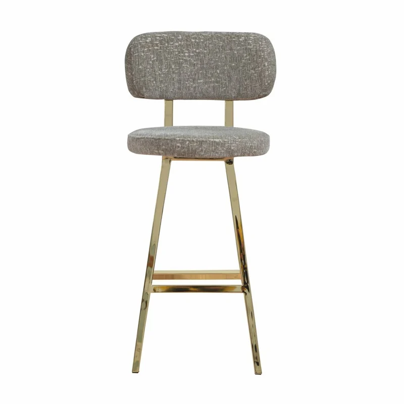 Casa Padrino Luxus Barstuhl 6er Set Grau / Gold H. 106 cm - Bar Möbel