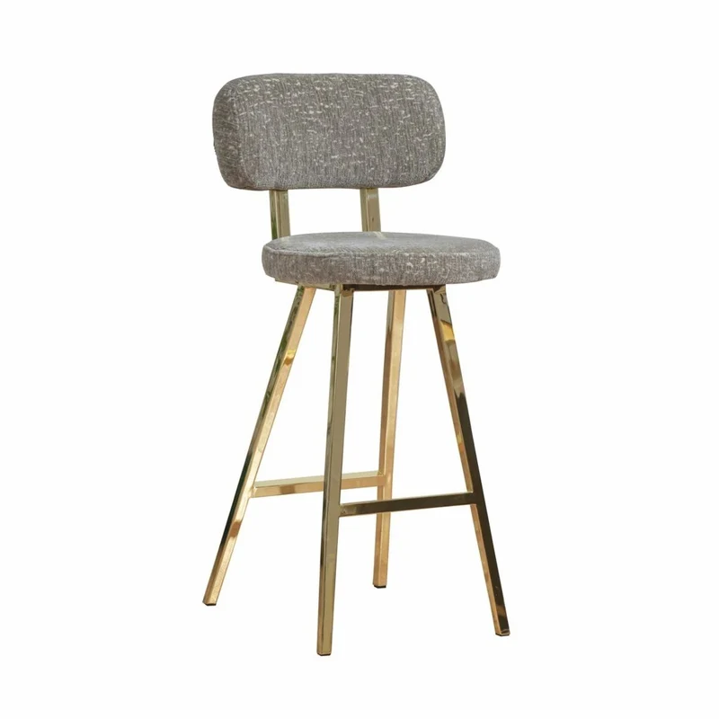Casa Padrino Luxus Barstuhl 6er Set Grau / Gold H. 106 cm - Bar Möbel