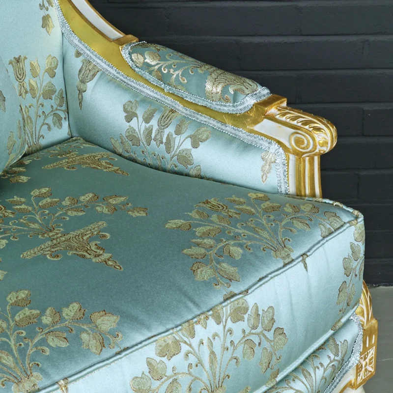 Casa Padrino Barock Lounge Sessel Antikstil Helltürkis / Gold 70 x 70 x H. 100 cm