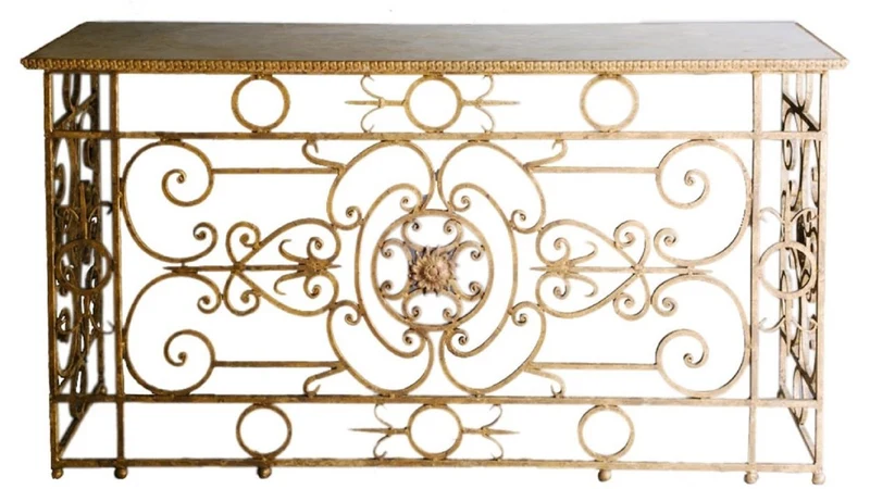 Casa Padrino Luxus Barock Konsole Weiß / Antik Gold 172 x 51 x H. 95 cm - Barockmöbel