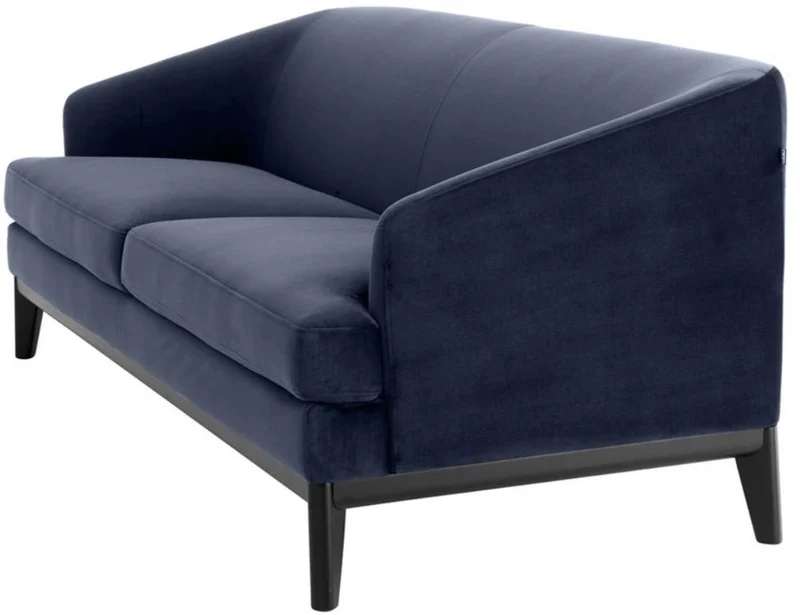 Casa Padrino Luxus Wohnzimmer Sofa Mitternachtsblau / Schwarz 195 x 90 x H. 75 cm - Luxus Möbel