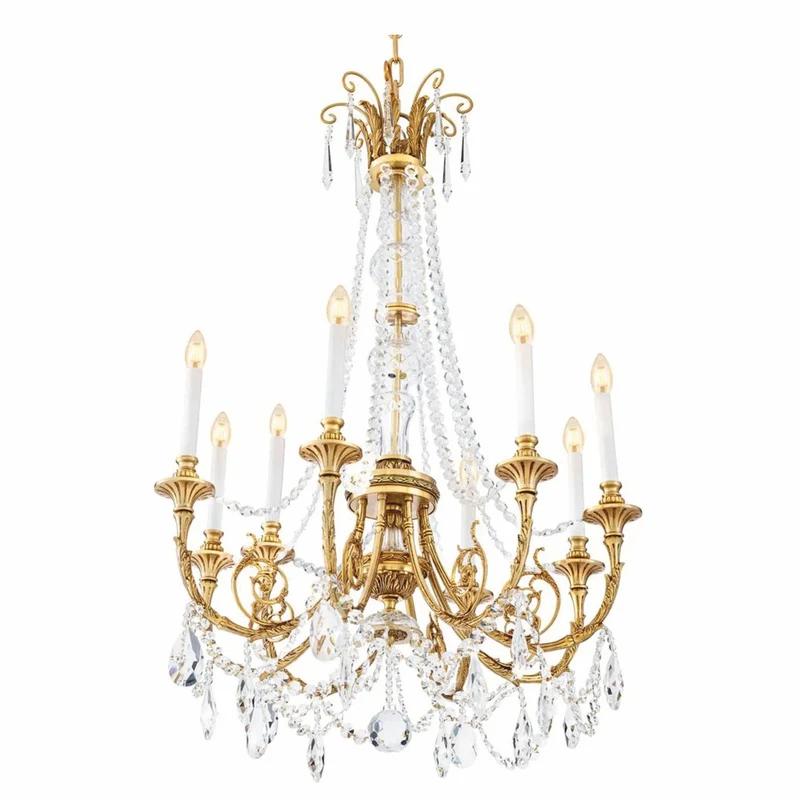 Casa Padrino Luxus Barock Kristall Kronleuchter Antik Gold Ø 80 x H. 116 cm - Luxus Qualität
