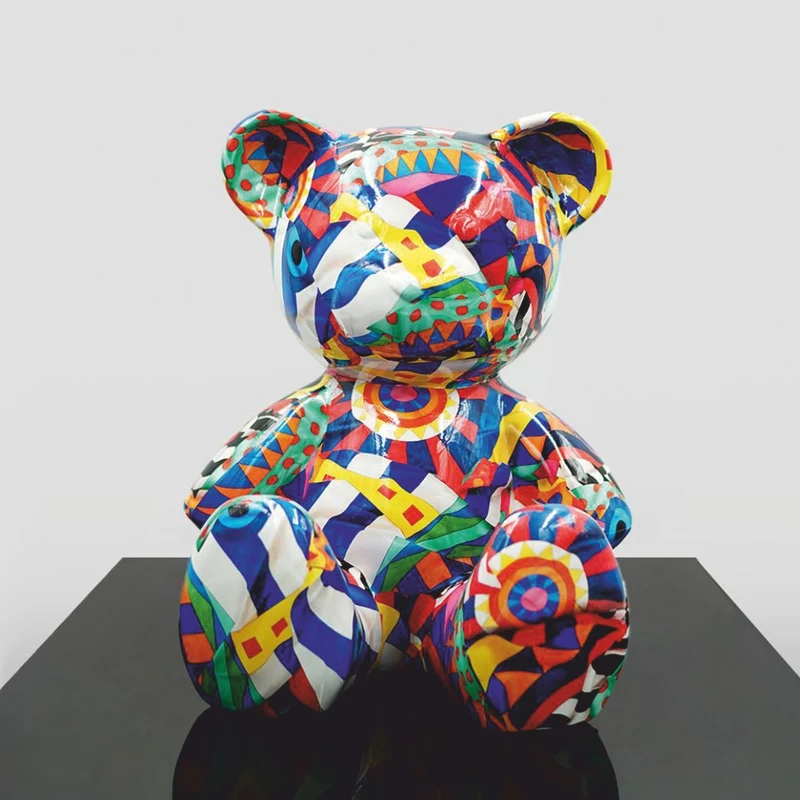 Casa Padrino Luxus Deko Figur Teddybär Bunt H. 35 cm - Deko Figuren