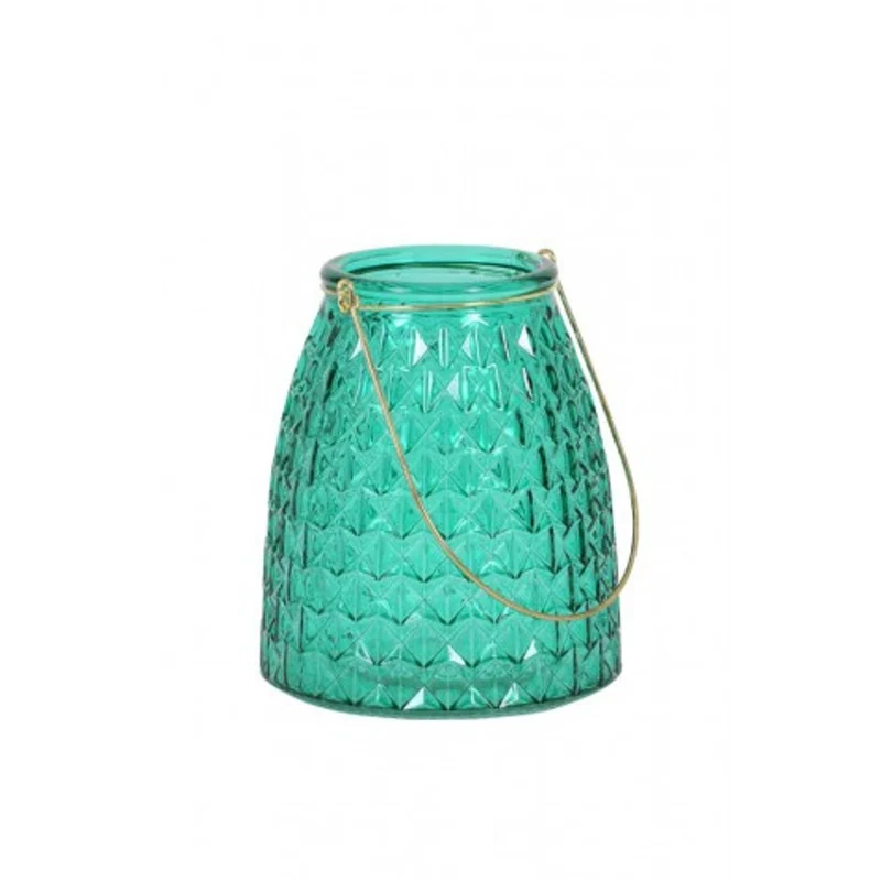 Casa Padrino Glas Teelicht Halter Design Kerzenhalter in Dunkelgrün / Gold - Ø13x15 cm