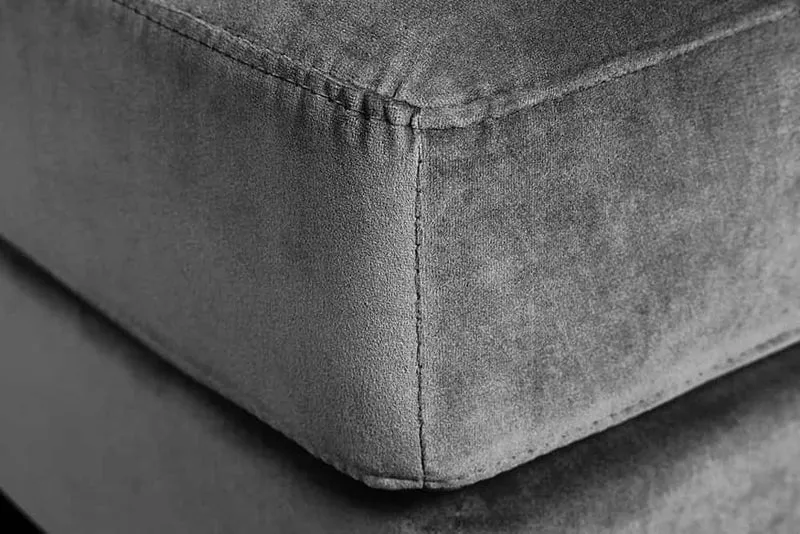 Moderner Hocker COMFORT 80cm grau Samt Taschenfederkern