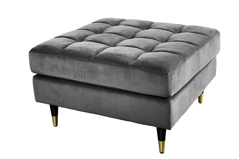 Moderner Hocker COMFORT 80cm grau Samt Taschenfederkern