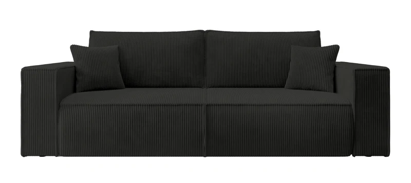 Dreisitziges ausziehbares Sofa Farese mit Stauraum, schwarz, Cordstoff