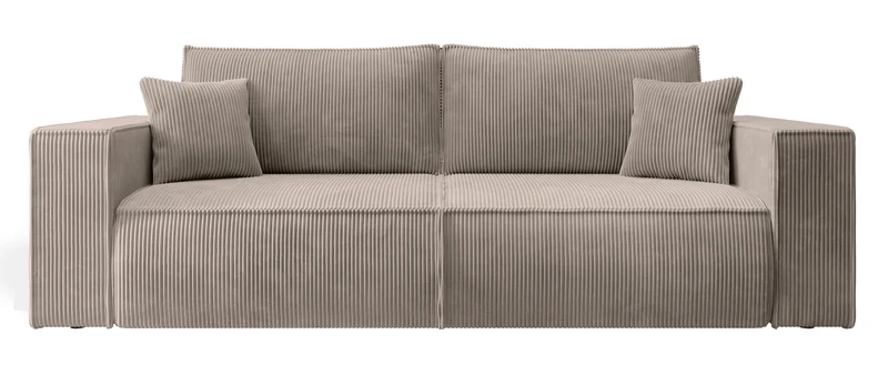 Dreisitziges ausklappbares Sofa Farese mit Stauraum, beige Cord