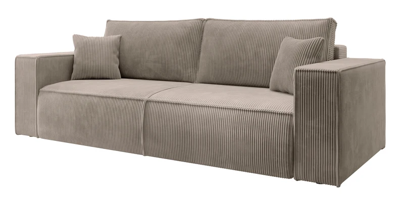 Dreisitziges ausklappbares Sofa Farese mit Stauraum, beige Cord