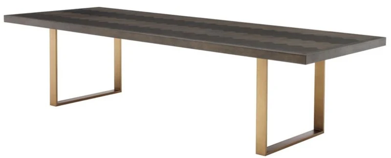 Casa Padrino Luxus Esstisch Dunkelbraun / Messing 300 x 115 x H. 75 cm - Luxus Esszimmertisch