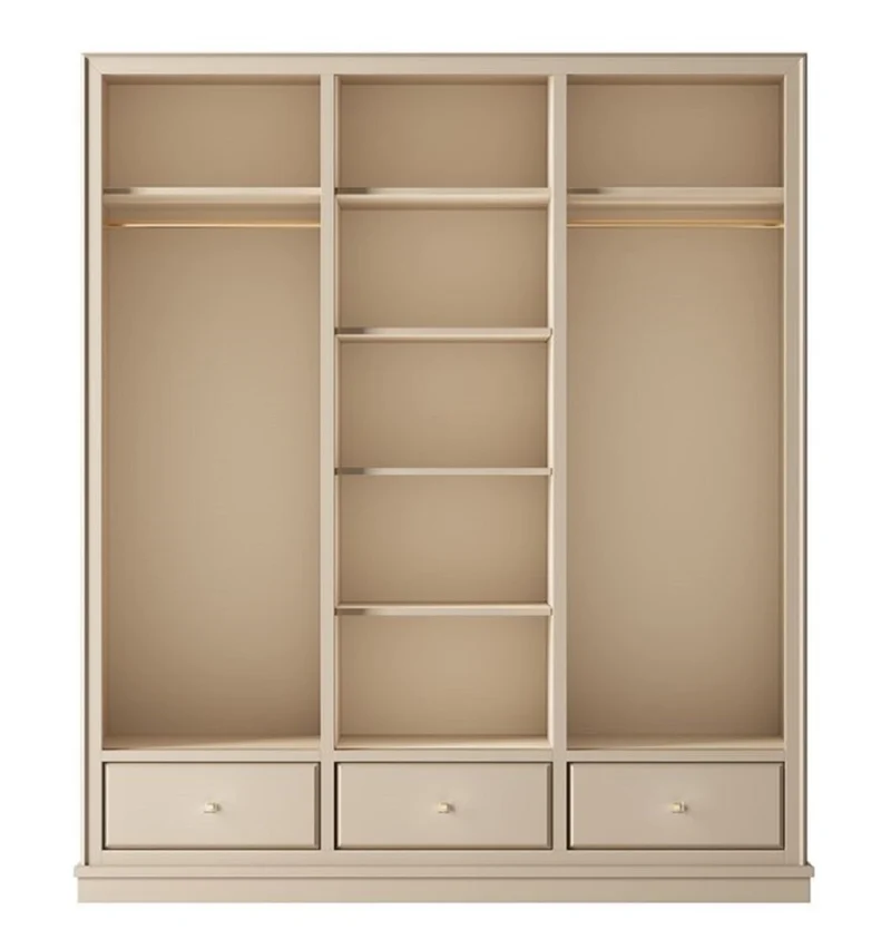 Casa Padrino Luxus Kleiderschrank Beige 200 x 60 x H. 200 cm - Offener Schlafzimmer Schrank - Schlafzimmer Möbel - Hotel Möbel - Luxus Einrichtung - Schlafzimmer Einrichtung - Luxus Möbel
