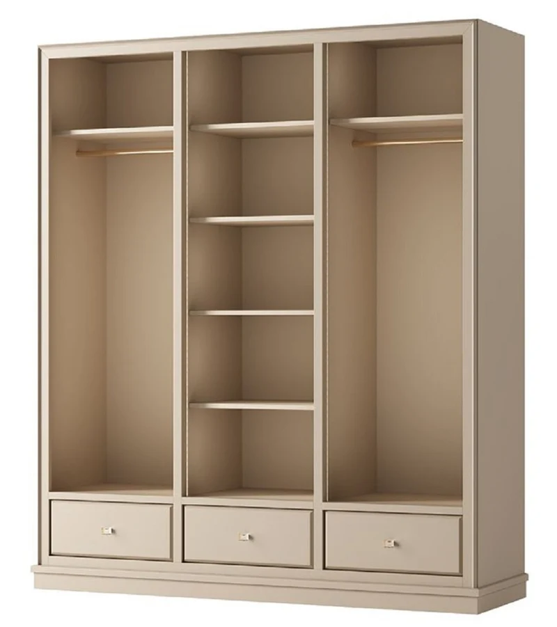 Casa Padrino Luxus Kleiderschrank Beige 200 x 60 x H. 200 cm - Offener Schlafzimmer Schrank - Schlafzimmer Möbel - Hotel Möbel - Luxus Einrichtung - Schlafzimmer Einrichtung - Luxus Möbel