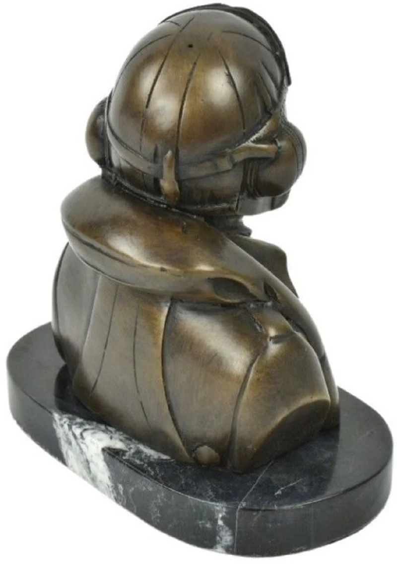 Casa Padrino Luxus Deko Bronze Büste mit Marmorsockel Pilot Bronze / Schwarz 19 x 11 x H. 19 cm - Bronze Skulptur Pilot - Bronze Figur Pilot - Dekofigur Pilot - Schreibtisch Deko Accessoires