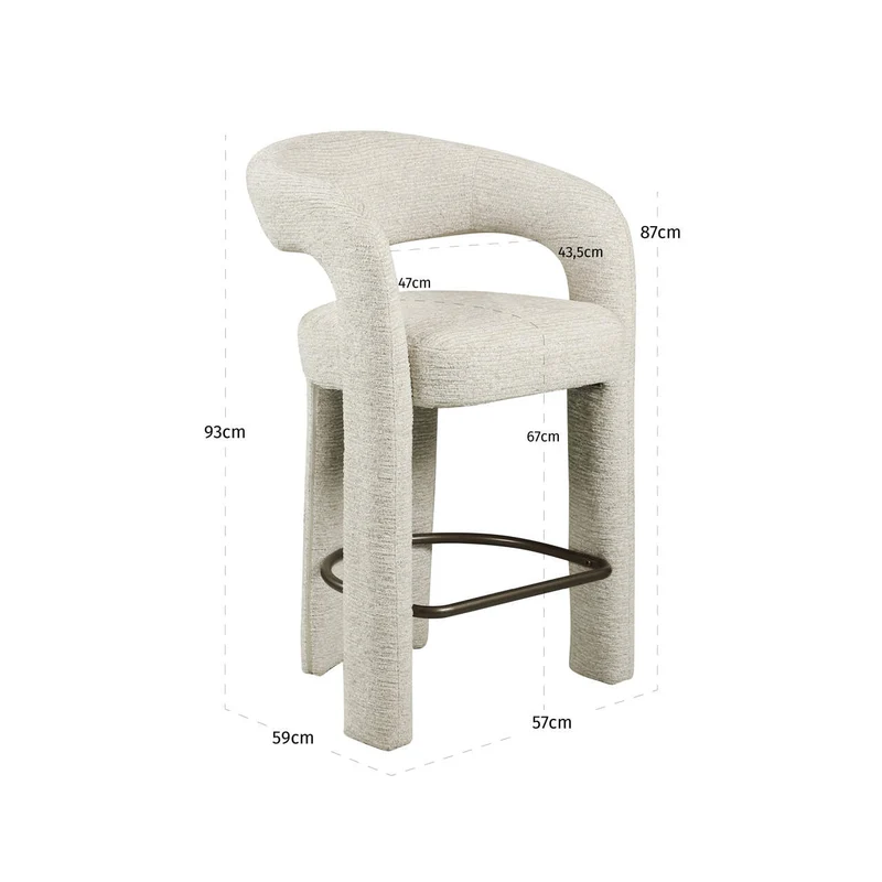 Barhocker Soho Natural Linear – Richmond, gepolstert mit Armlehnen