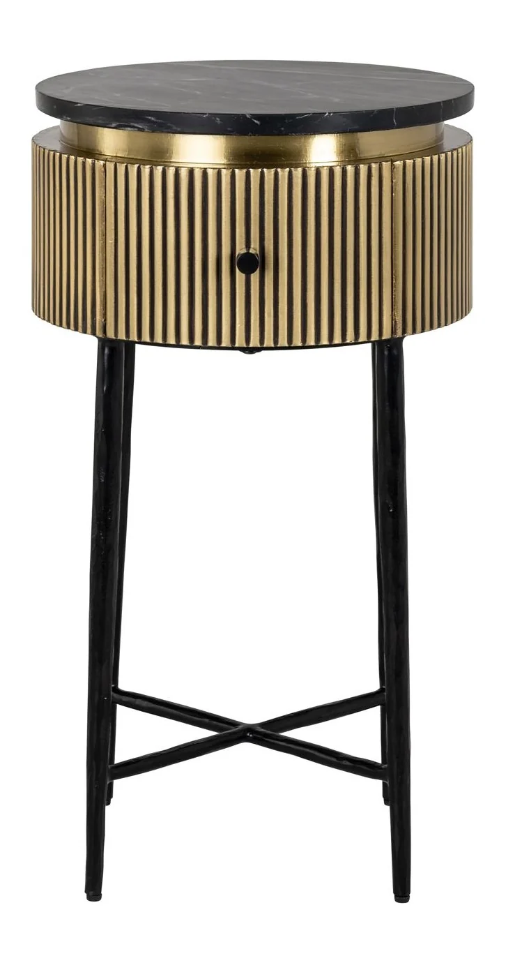 Beistelltisch Ironville gold – Marmorplatte & Messing-Details