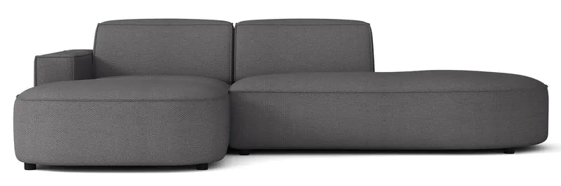 Modulares Ecksofa Sallmo L-förmig klein, linksseitig, dunkelgrauer hydrophober Chenille-Stoff
