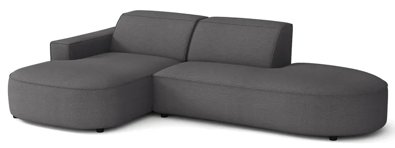 Modulares Ecksofa Sallmo L-förmig klein, linksseitig, dunkelgrauer hydrophober Chenille-Stoff