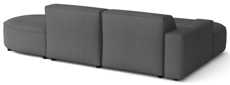 Modulares Ecksofa Sallmo L-förmig klein, linksseitig, dunkelgrauer hydrophober Chenille-Stoff