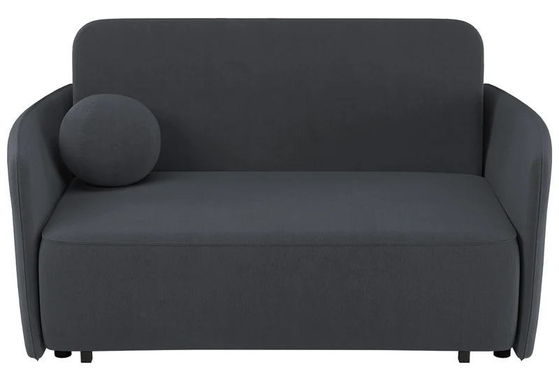 Zweisitziges Schlafsofa Paxi 165 cm mit Stauraum, dunkelgrauer Chenillebezug